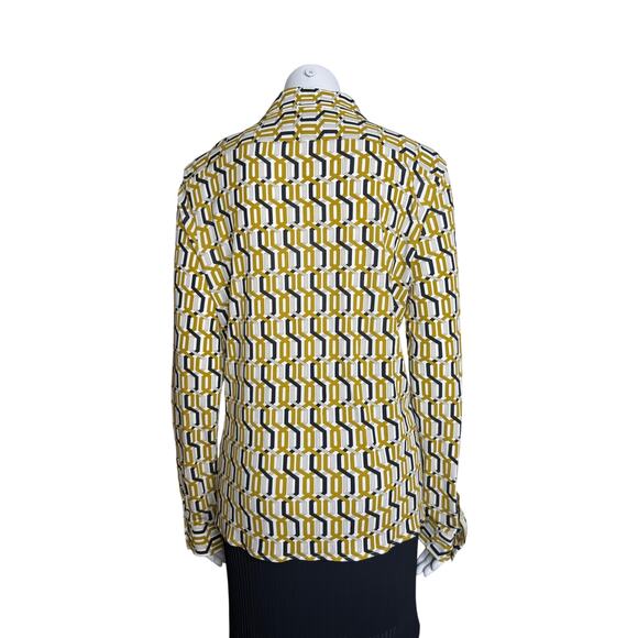 Nili Lotan Blouse Women's XL Geonetric Long Sleeve Buttoned - Picture 2 of 5